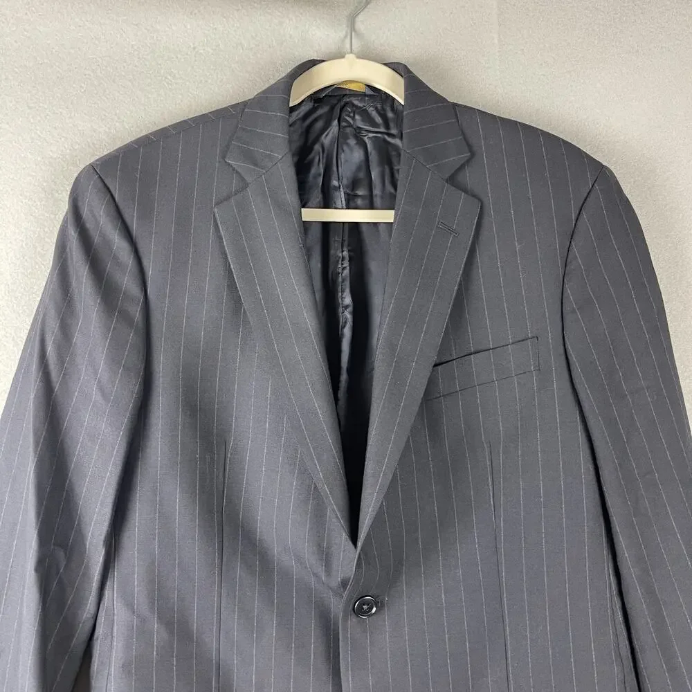 Brooks Brothers 346 Wool Blazer Sport Coat Mens 40R Blue Striped Wool Stretch